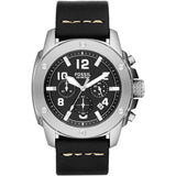 Fossil Modern Machine Chronograph Black Dial Black Leather Strap Watch for Men - FS4928 Buy Now By Fossil