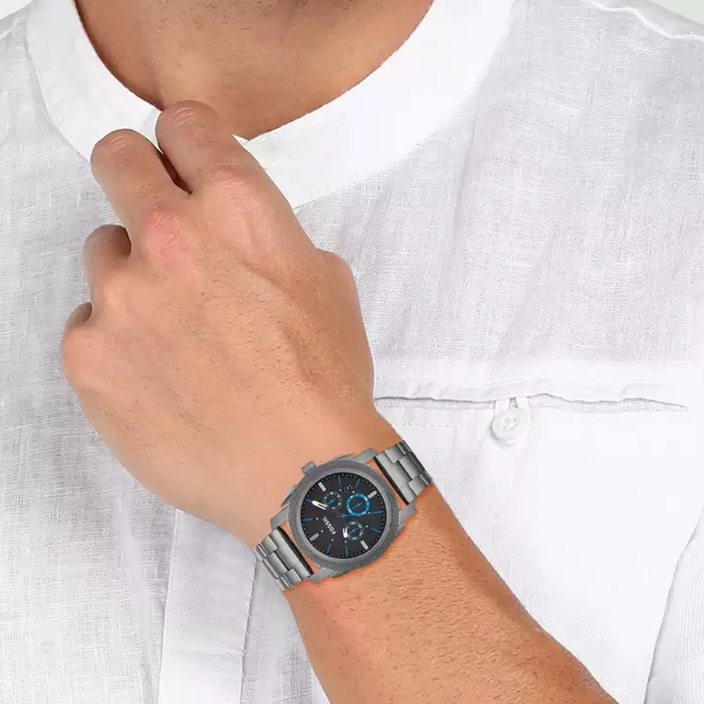Fossil Machine Chronograph Brown Dial Grey Steel Strap Watch for Men - FS4931 Buy Now By Fossil