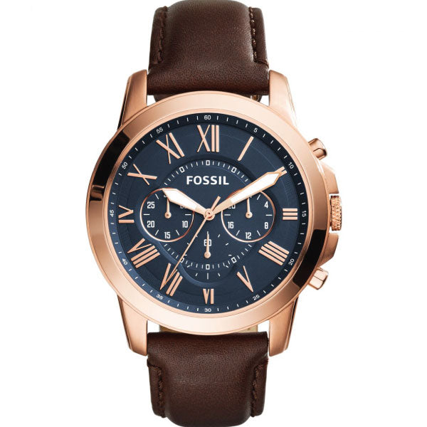Fossil Grant Chronograph Blue Dial Brown Leather Strap Watch for Men - FS5068 Buy Now By Fossil