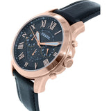 Fossil Grant Chronograph Grey Dial Black Leather Strap Watch for Men - FS5085 Buy Now By Fossil