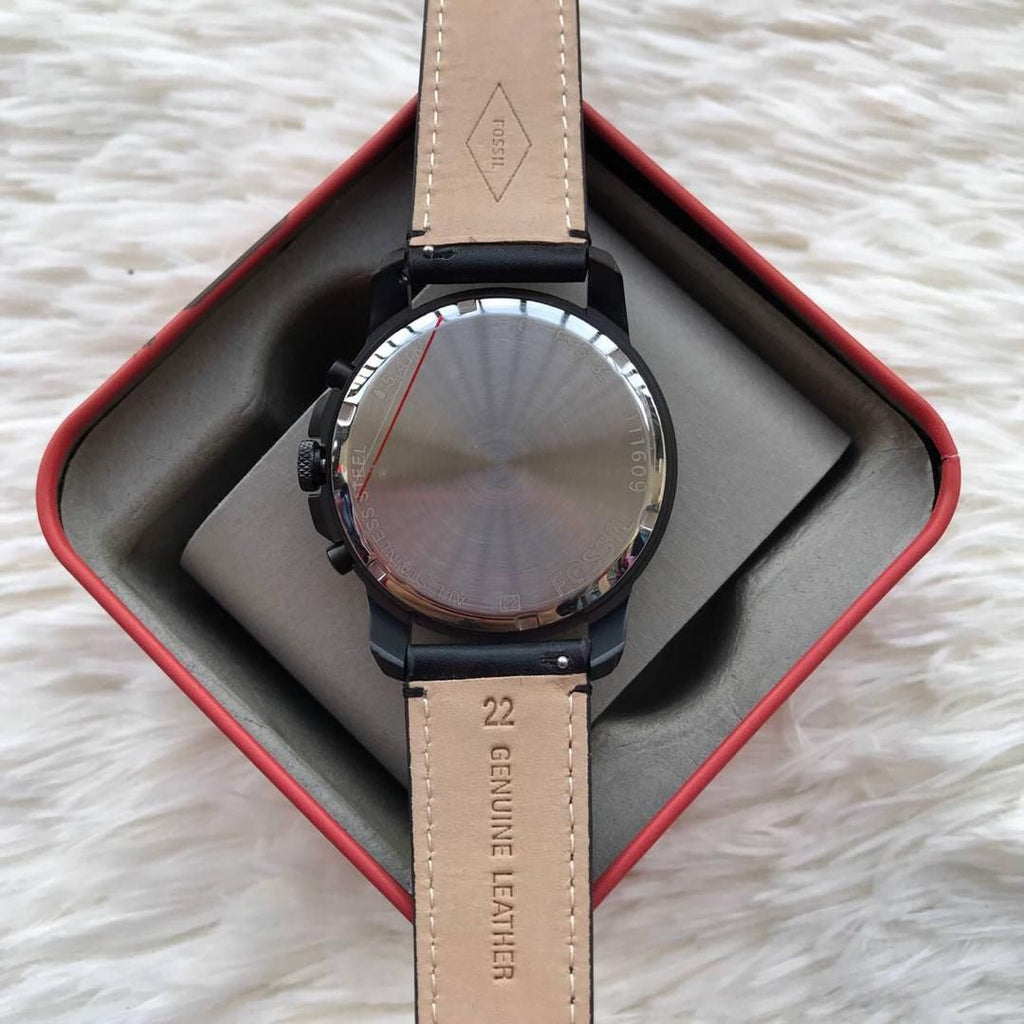 Fossil Grant Chronograph Black Dial Black Leather Strap Watch for Men - FS5132 Buy Now By Fossil