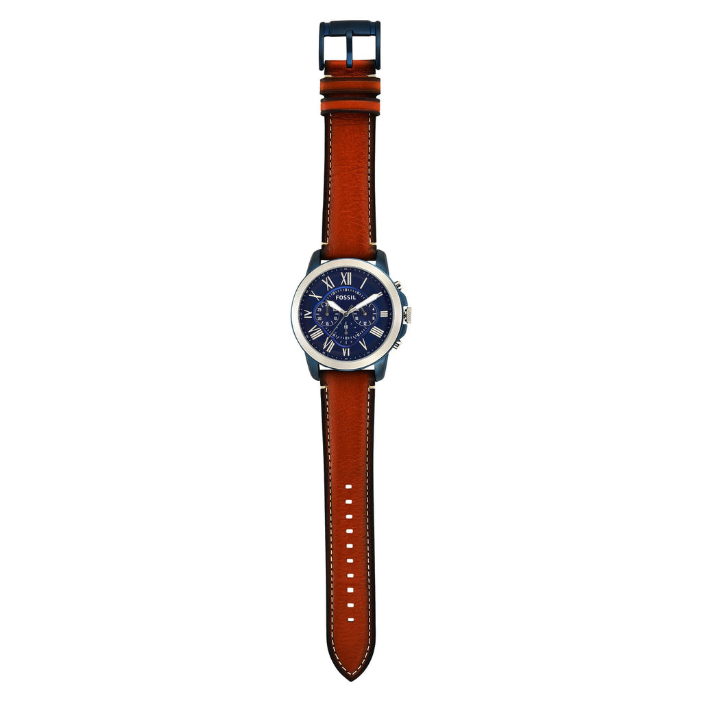 Fossil Grant Chronograph Blue Dial Brown Leather Strap Watch for Men - FS5151 Buy Now By Fossil
