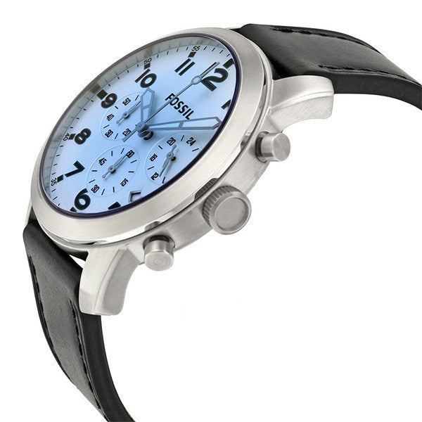 Fossil Pilot Chronograph Sky Blue Dial Black Leather Strap Watch for Men - FS5162 Buy Now By Fossil