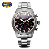 Fossil Pilot 54 Chronograph Navy Blue Dial Silver Steel Strap Watch for Men - FS5203 Buy Now By Fossil