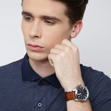 Fossil Grant Chronograph Blue Dial Brown Leather Strap Watch for Men - FS5210 Buy Now By Fossil