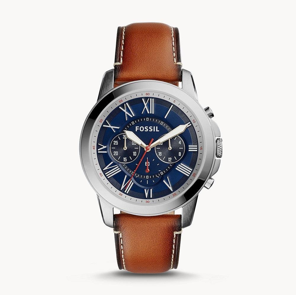 Fossil Grant Chronograph Blue Dial Brown Leather Strap Watch for Men - FS5210 Buy Now By Fossil