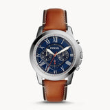 Fossil Grant Chronograph Blue Dial Brown Leather Strap Watch for Men - FS5210 Buy Now By Fossil