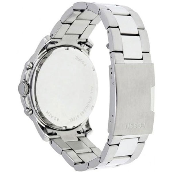 Fossil Grant Chronograph Black Dial Silver Steel Strap Watch for Men - FS4736 Buy Now By Fossil