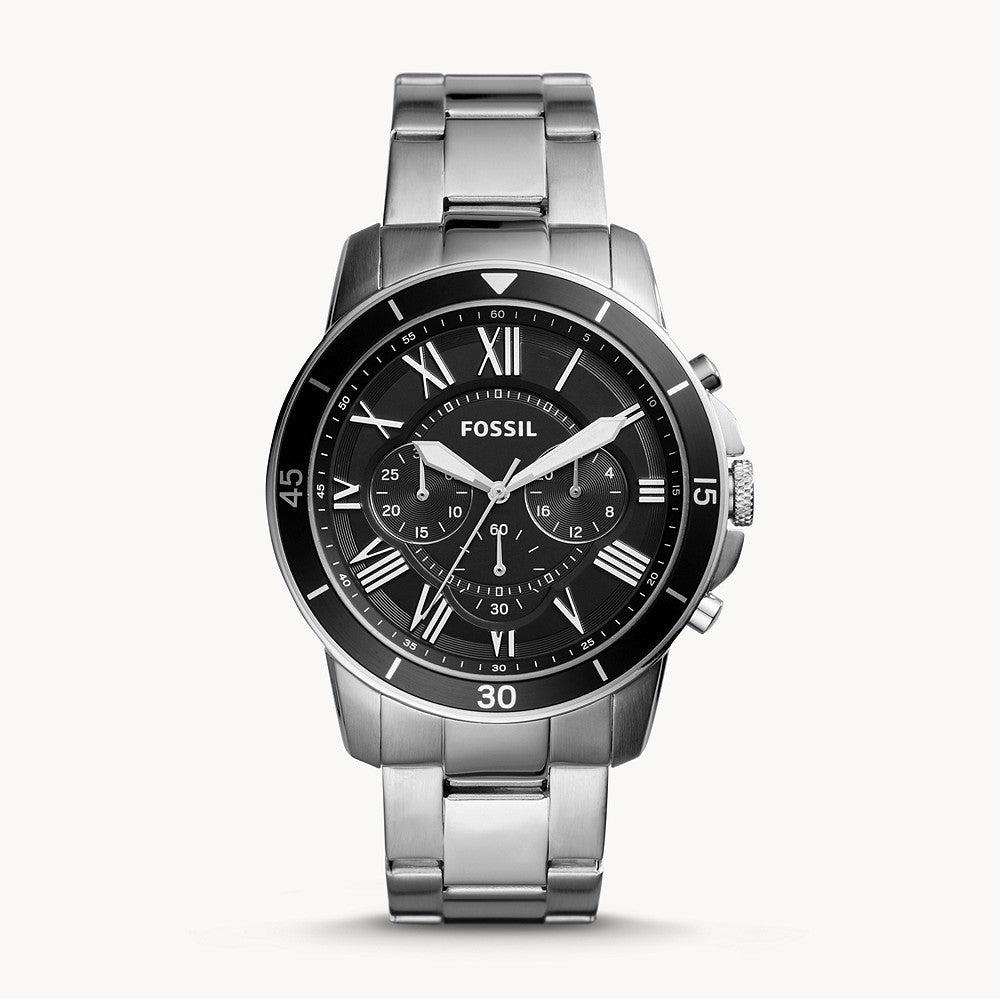 Fossil Grant Sport Chronograph Black Dial Silver Steel Strap Watch for Men - FS5236 Buy Now By Fossil