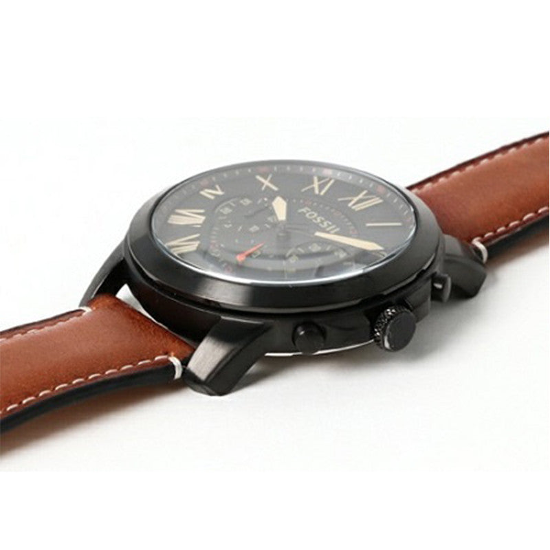 Fossil Grant Chronograph Black Dial Brown Leather Strap Watch for Men - FS5241 Buy Now By Fossil