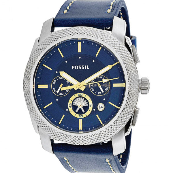 Fossil Machine Chronograph Blue Dial Blue Leather Strap Watch for Men - FS5262 Buy Now By Fossil