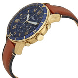 Fossil Grant Sport Chronograph Blue Dial Brown Leather Strap Watch for Men - FS5268 Buy Now By Fossil