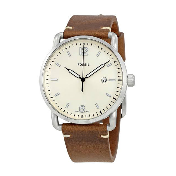 Fossil The Commuter White Dial Brown Leather Strap Watch for Men - FS5275 Buy Now By Fossil