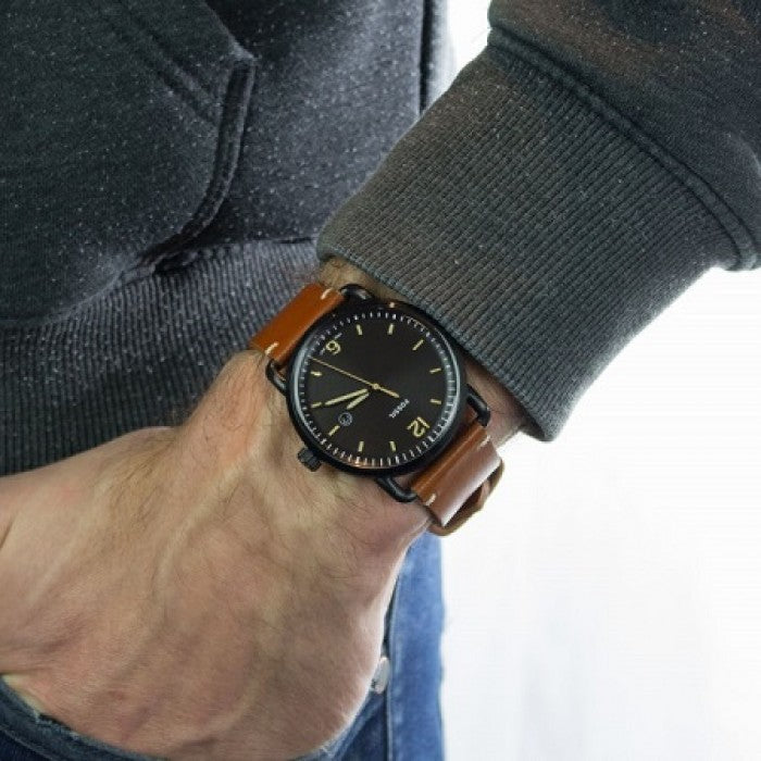 Fossil Commuter Three Hand Date Black Dial Brown Leather Strap Watch for Men - FS5276 Buy Now By Fossil