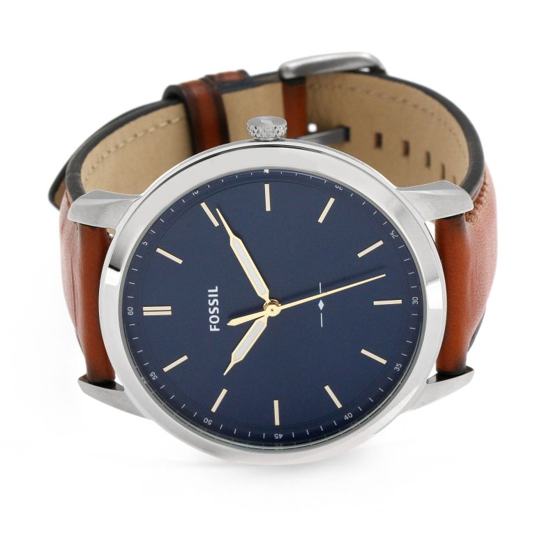 Fossil Minimalist Blue Dial Brown Leather Strap Watch for Men - FS5304 Buy Now By Fossil