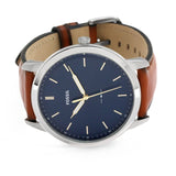 Fossil Minimalist Blue Dial Brown Leather Strap Watch for Men - FS5304 Buy Now By Fossil