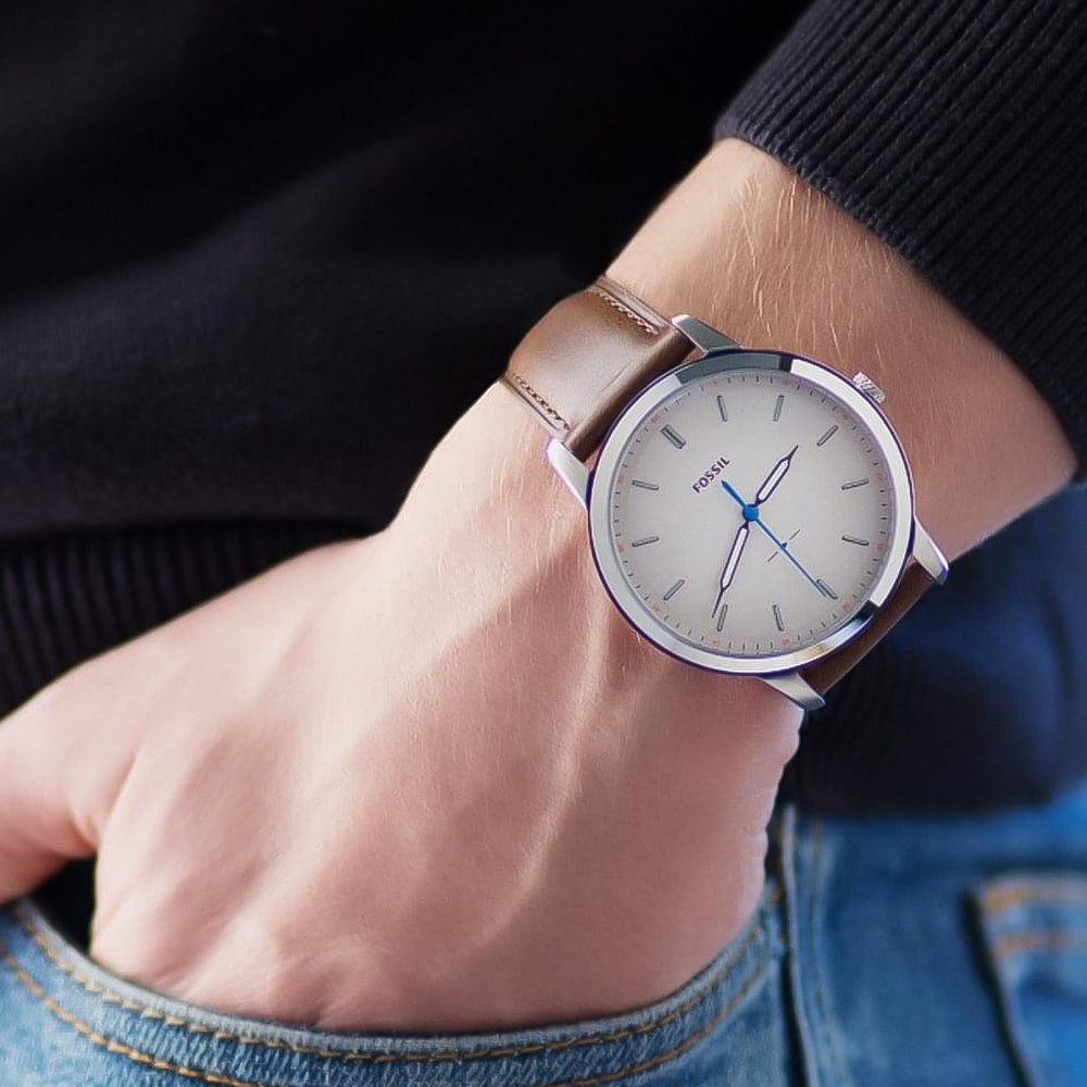 Fossil Minimalist Off White Dial Brown Leather Strap Watch for Men - FS5306 Buy Now By Fossil