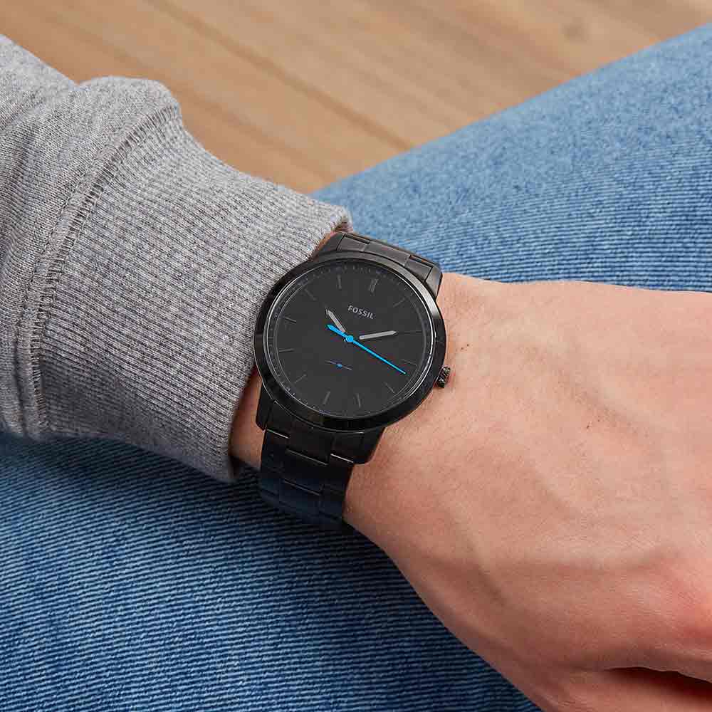 Fossil The Minimalist Black Dial Black Steel Strap Watch for Men - FS5308 Buy Now By Fossil