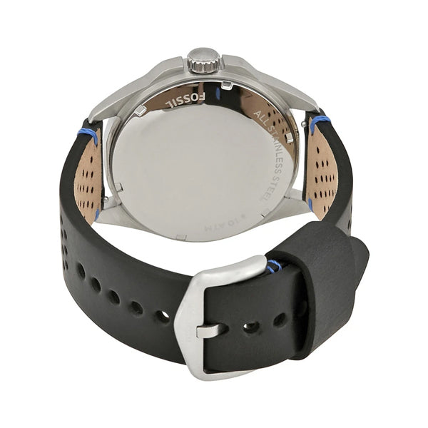Fossil Sport 54 Day Date Black Dial Black Leather Strap Watch for Men - FS5321 Buy Now By Fossil