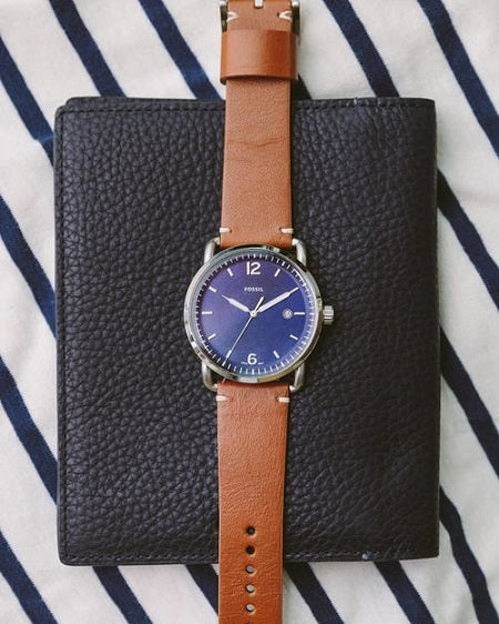 Fossil Commuter Blue Dial Blue Leather Strap Watch for Men - FS5325 Buy Now By Fossil