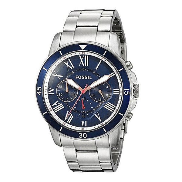 Fossil Grant Sport Chronograph Blue Dial Silver Steel Strap Watch for Men - FS5238 Buy Now By Fossil
