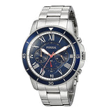 Fossil Grant Sport Chronograph Blue Dial Silver Steel Strap Watch for Men - FS5238 Buy Now By Fossil