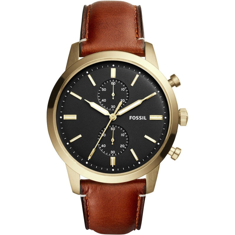 Fossil Townsman Chronograph Black Dial Brown Leather Strap Watch for Men - FS5338 Buy Now By Fossil