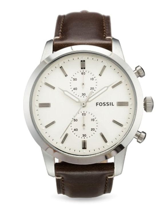 Fossil Townsman Chronograph White Dial Brown Leather Strap Watch for Men - FS5350 Buy Now By Fossil