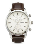 Fossil Townsman Chronograph White Dial Brown Leather Strap Watch for Men - FS5350 Buy Now By Fossil