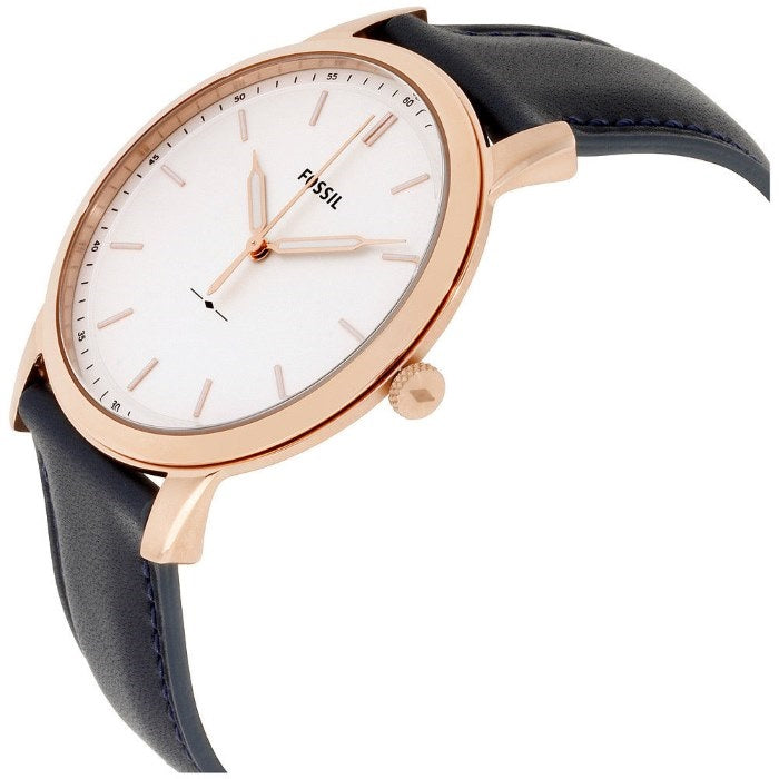 Fossil The Minimalist Slim White Dial Blue Leather Strap Watch for Men - FS5371 Buy Now By Fossil