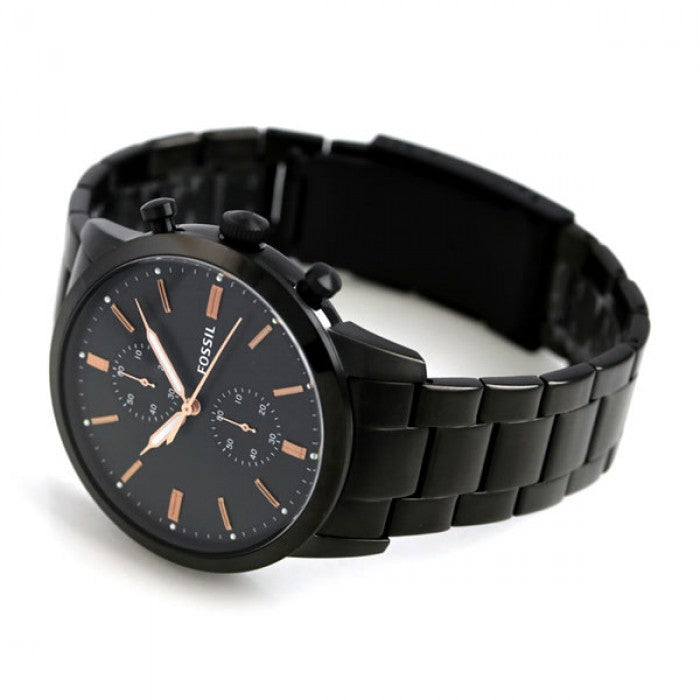 Fossil Townsman Chronograph Black Dial Black Steel Strap Watch for Men - FS5379 Buy Now By Fossil