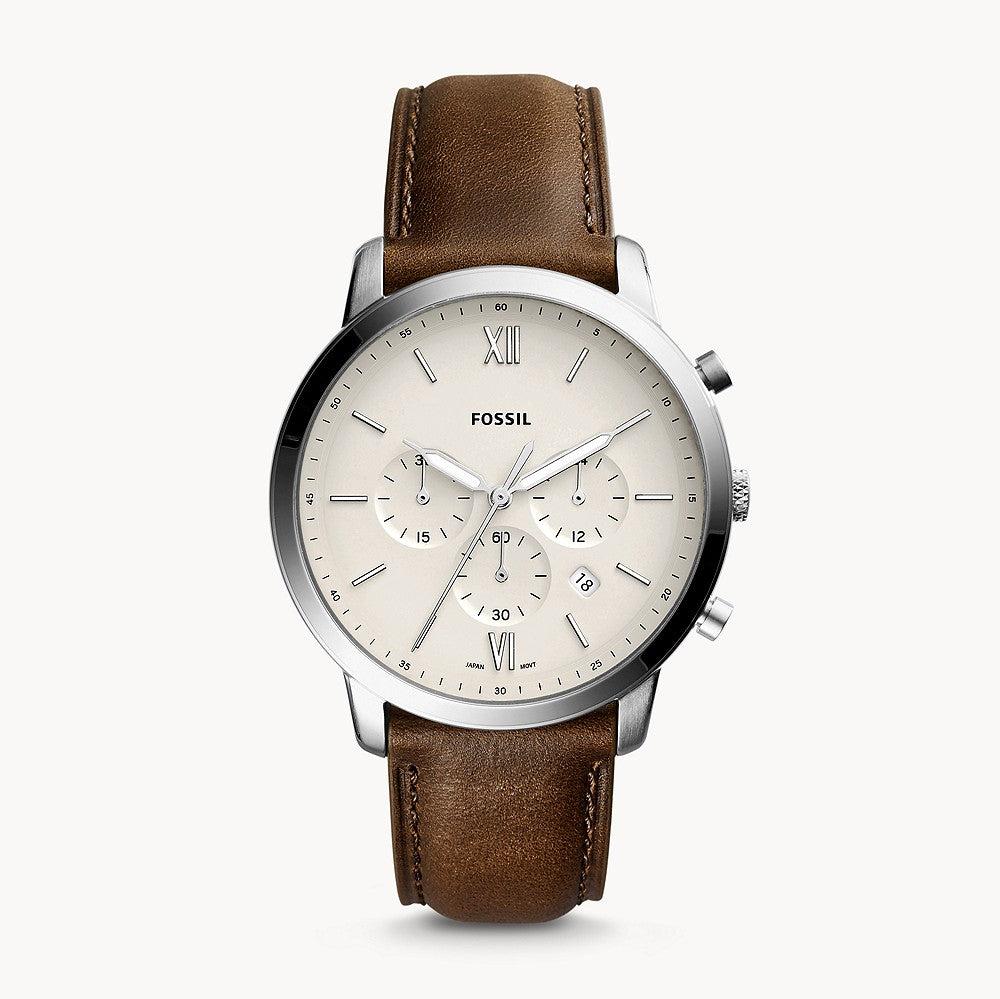 Fossil Neutra Chronograph White Dial Brown Leather Strap Watch for Men - FS5380 Buy Now By Fossil