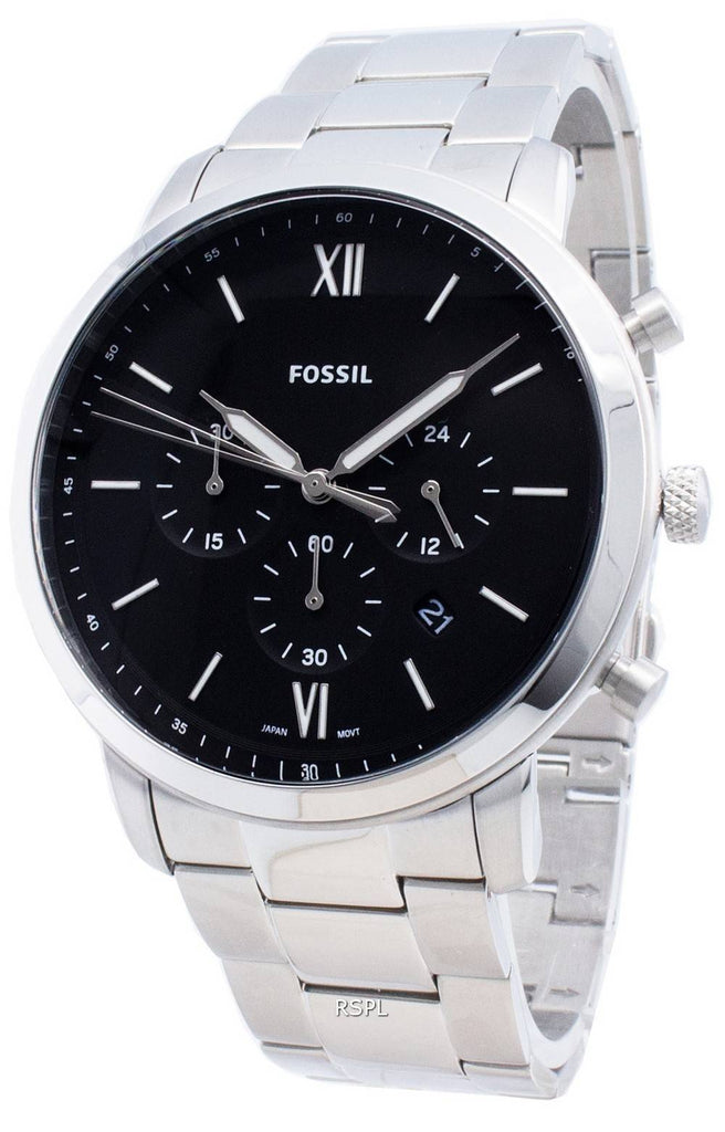 Fossil Neutra Chronograph Black Dial Silver Steel Strap Watch for Men - FS5384 Buy Now By Fossil