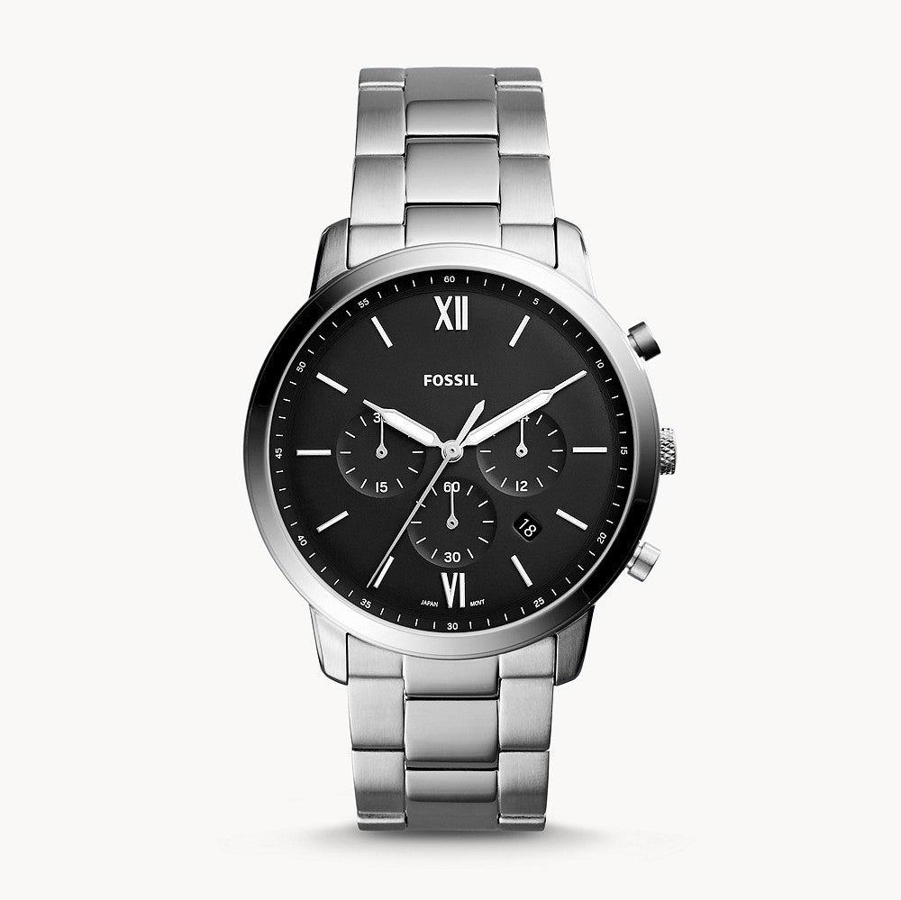 Fossil Neutra Chronograph Black Dial Silver Steel Strap Watch for Men - FS5384 Buy Now By Fossil