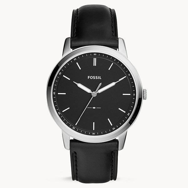 Fossil The Minimalist Three Hand Black Dial Black Leather Strap Watch for Men - FS5398 Buy Now By Fossil