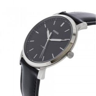 Fossil The Minimalist Three Hand Black Dial Black Leather Strap Watch for Men - FS5398 Buy Now By Fossil