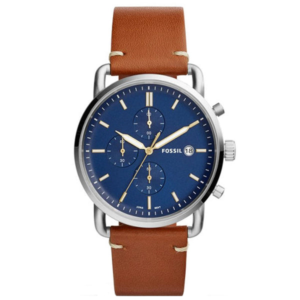 Fossil The Commuter Blue Dial Brown Leather Strap Watch for Men - FS5401 Buy Now By Fossil