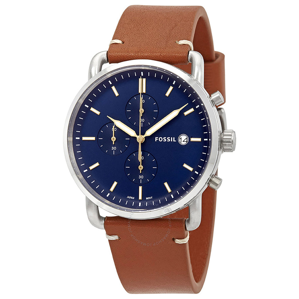 Fossil The Commuter Blue Dial Brown Leather Strap Watch for Men - FS5401 Buy Now By Fossil