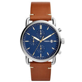 Fossil The Commuter Blue Dial Brown Leather Strap Watch for Men - FS5401 Buy Now By Fossil