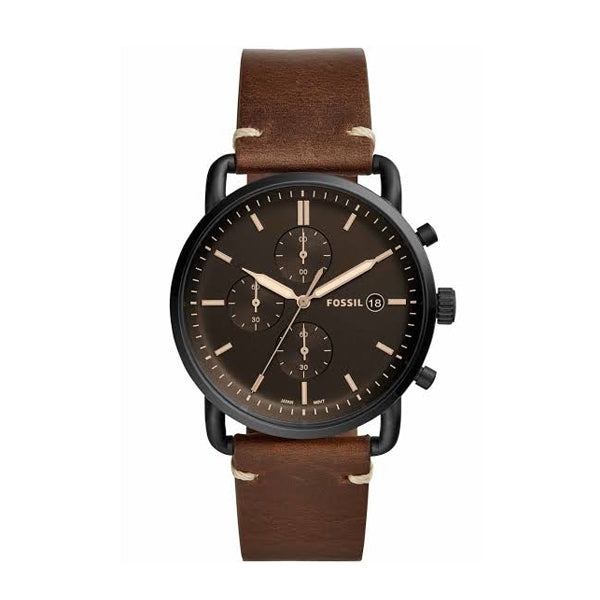 Fossil Commuter Chronograph Black Dial Brown Leather Strap Watch for Men - FS5403 Buy Now By Fossil