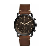 Fossil Commuter Chronograph Black Dial Brown Leather Strap Watch for Men - FS5403 Buy Now By Fossil
