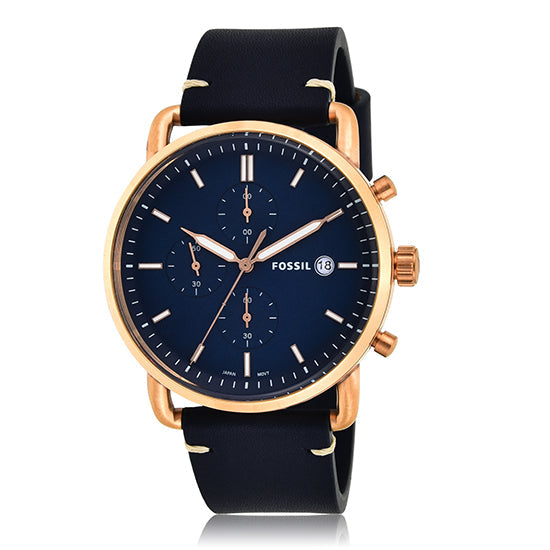 Fossil The Commuter Blue Dial Blue Leather Strap Watch for Men - FS5404 Buy Now By Fossil