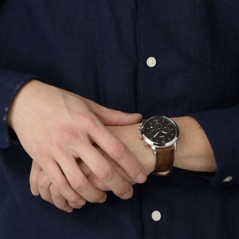 Fossil Neutra Chronograph Black Dial Brown Leather Strap Watch for Men - FS5408 Buy Now By Fossil