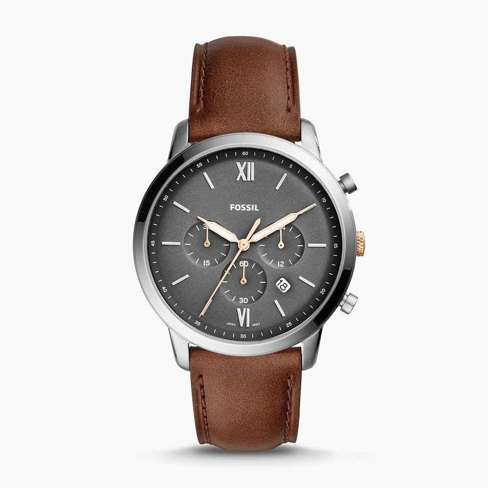 Fossil Neutra Chronograph Black Dial Brown Leather Strap Watch for Men - FS5408 Buy Now By Fossil