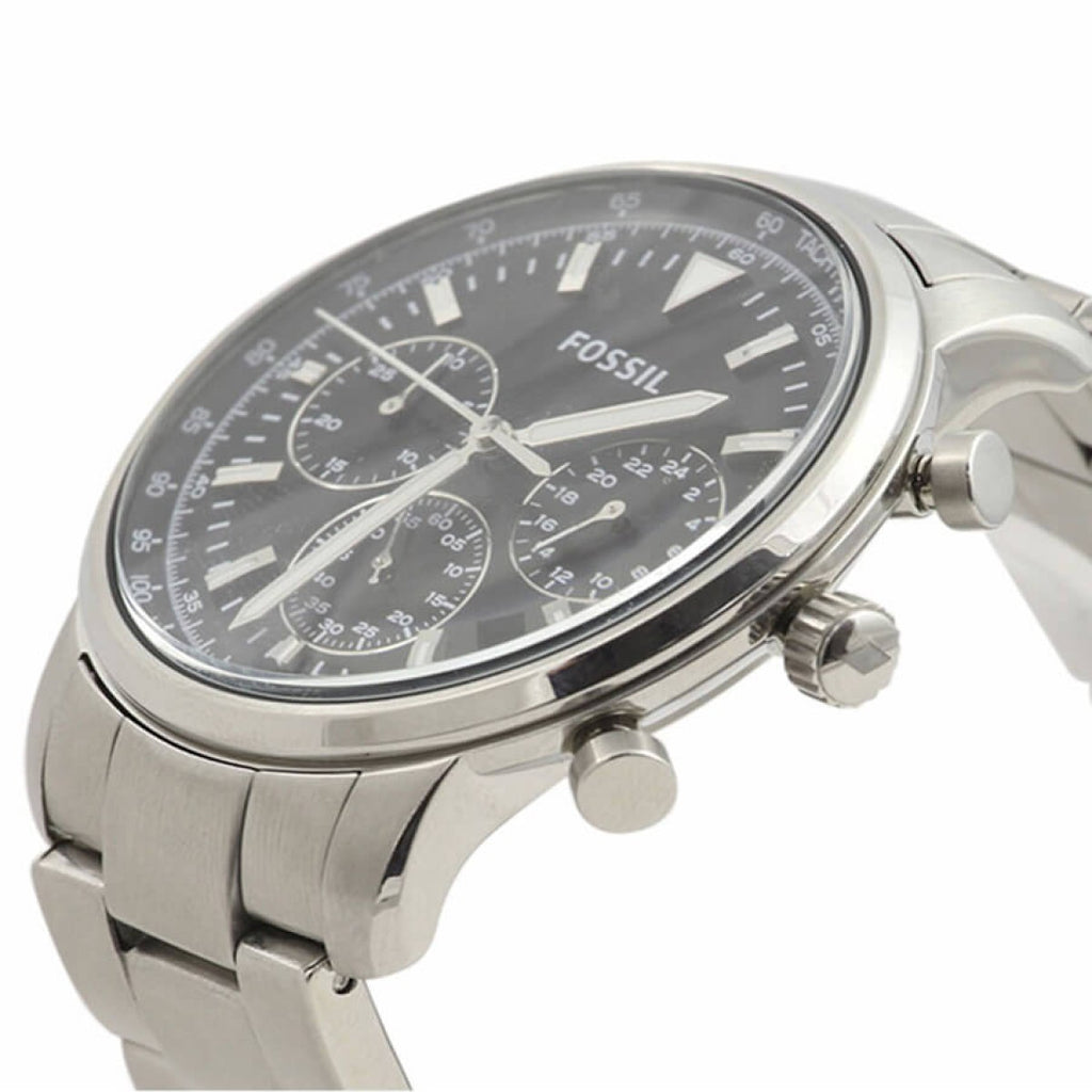 Fossil Goodwin Chronograph Black Dial Silver Steel Strap Watch for Men - FS5412 Buy Now By Fossil