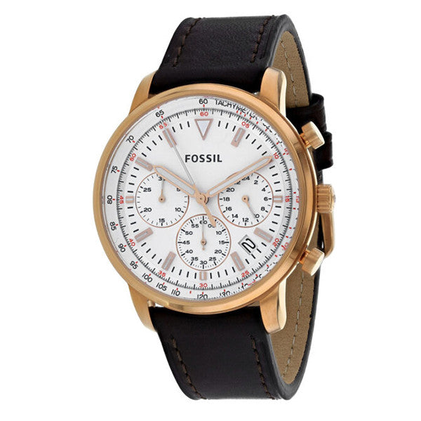 Fossil Goodwin Chronograph White Dial Brown Leather Strap Watch for Men - FS5415 Buy Now By Fossil