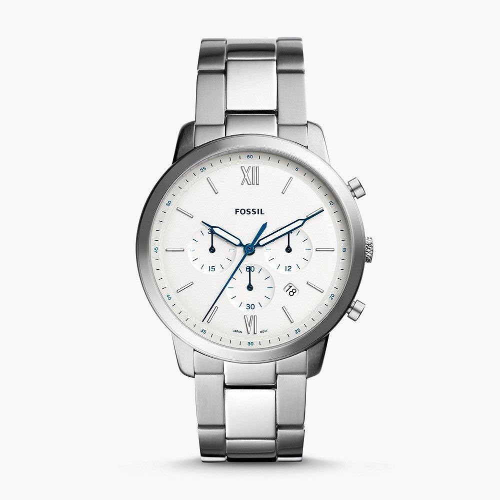 Fossil Neutra Chronograph White Dial Silver Steel Strap Watch for Men - FS5433 Buy Now By Fossil