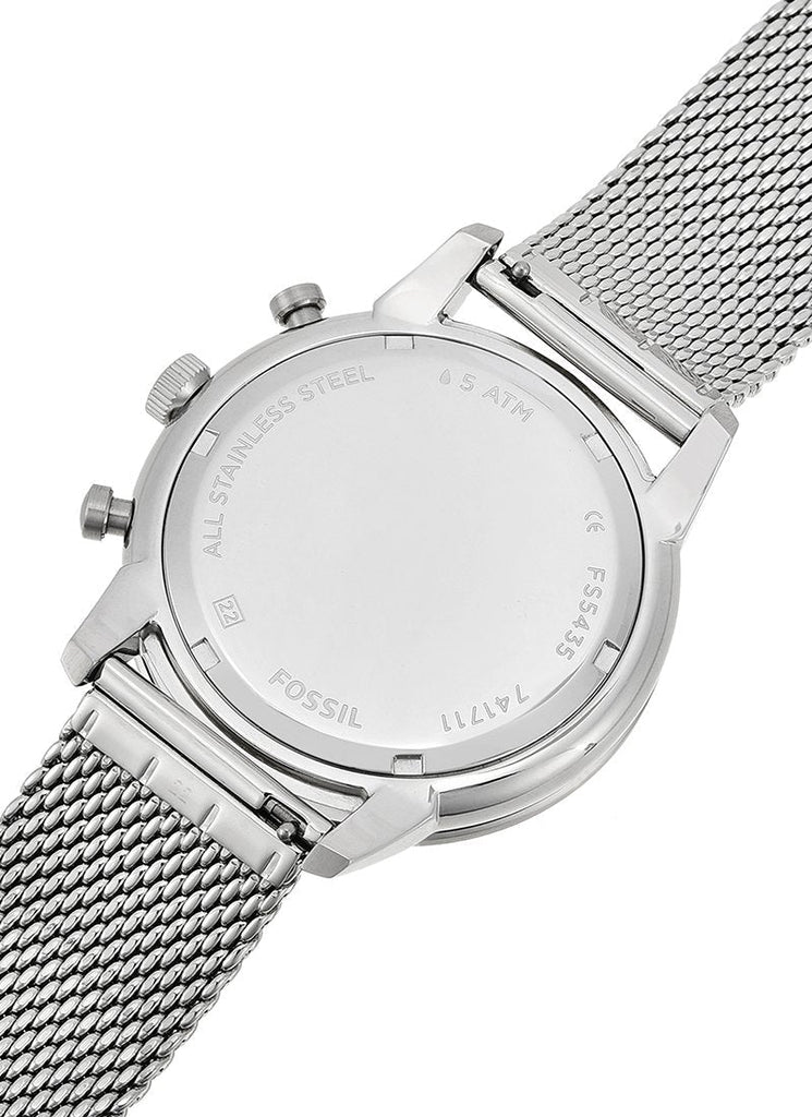 Fossil Neutra Chronograph White Dial Silver Mesh Bracelet Watch for Men - FS5382 Buy Now By Fossil