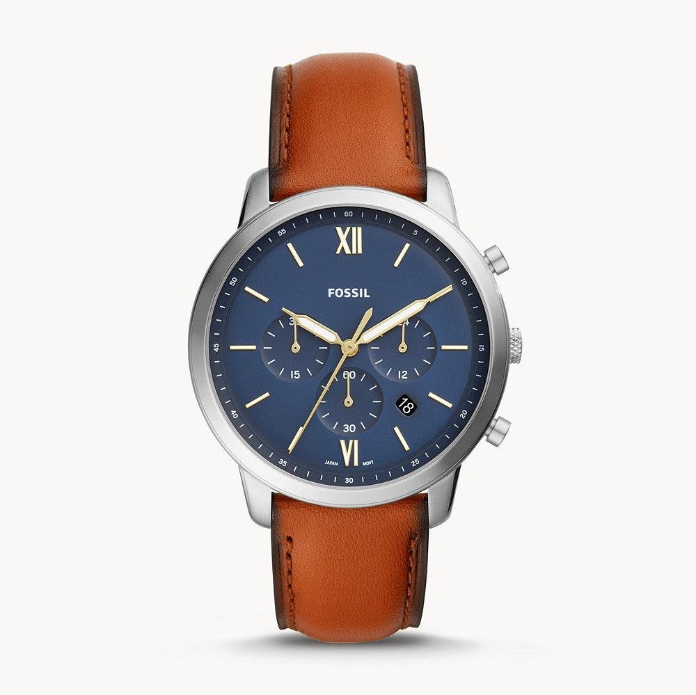 Fossil Neutra Chronograph Blue Dial Brown Leather Strap Watch for Men - FS5453 Buy Now By Fossil