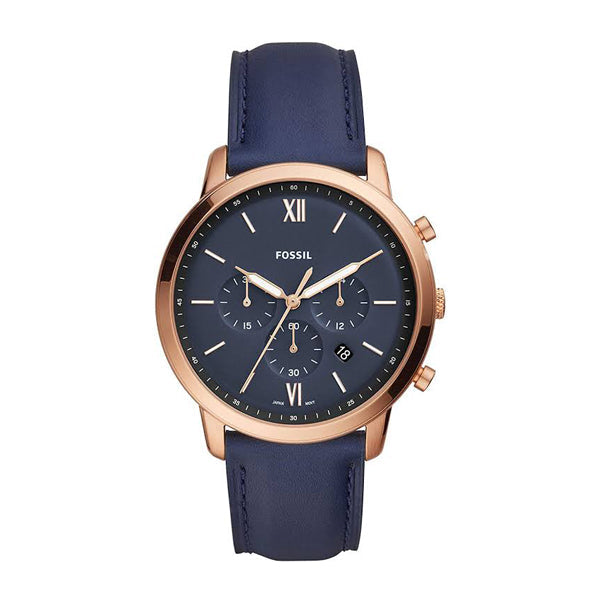 Fossil Neutra Chronograph Blue Dial Blue Leather Strap Watch for Men - FS5454 Buy Now By Fossil